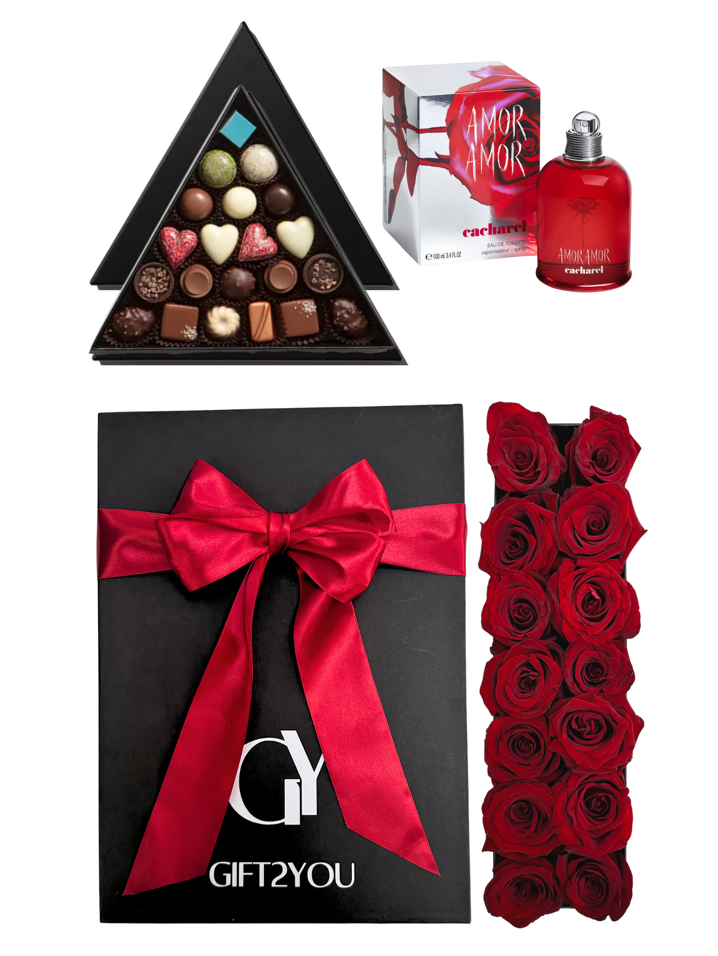 Set Perfume + Volka 21 Bombones + Rosas Rojas