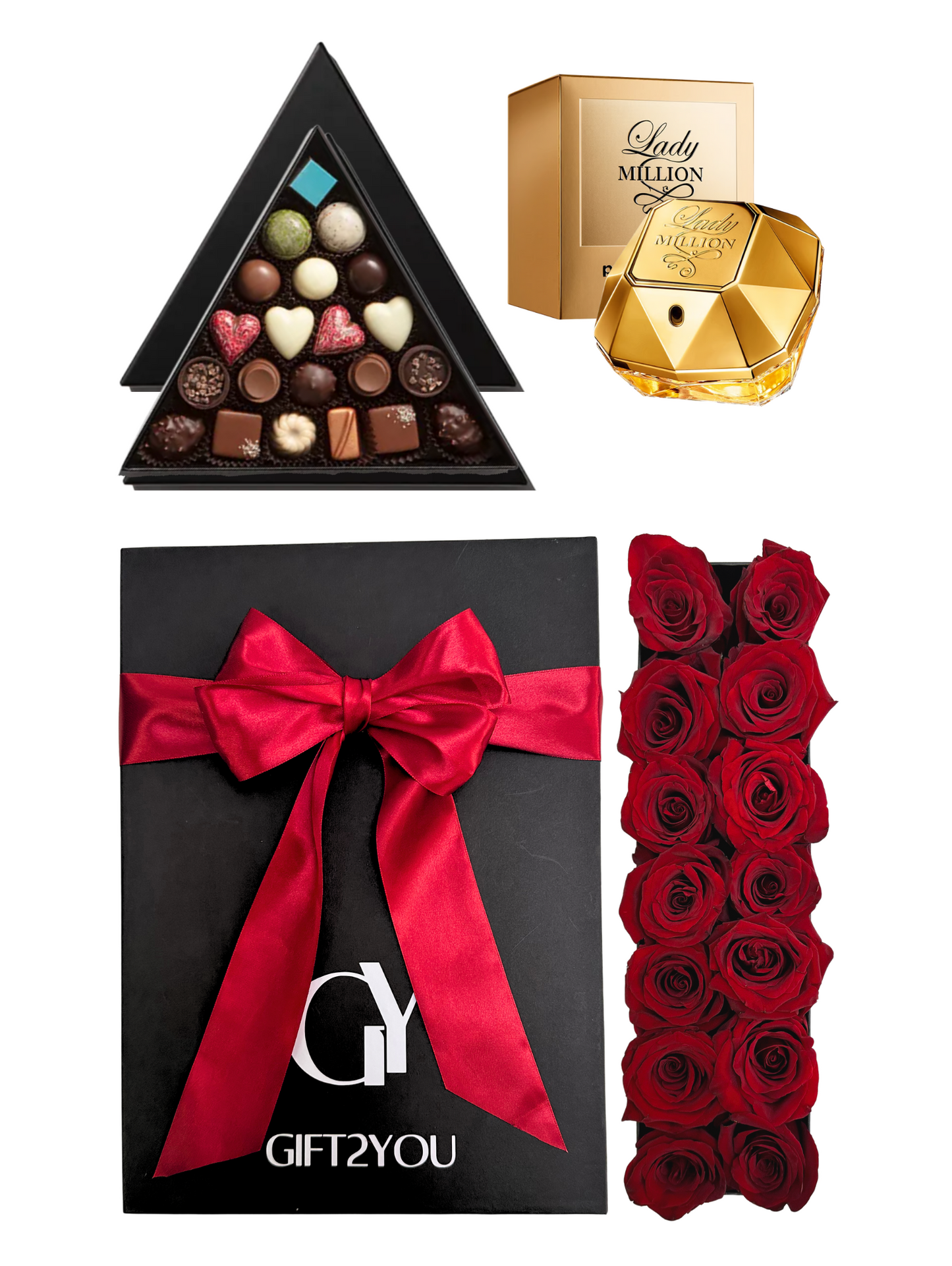 Set Perfume + Volka 21 Bombones + Rosas Rojas