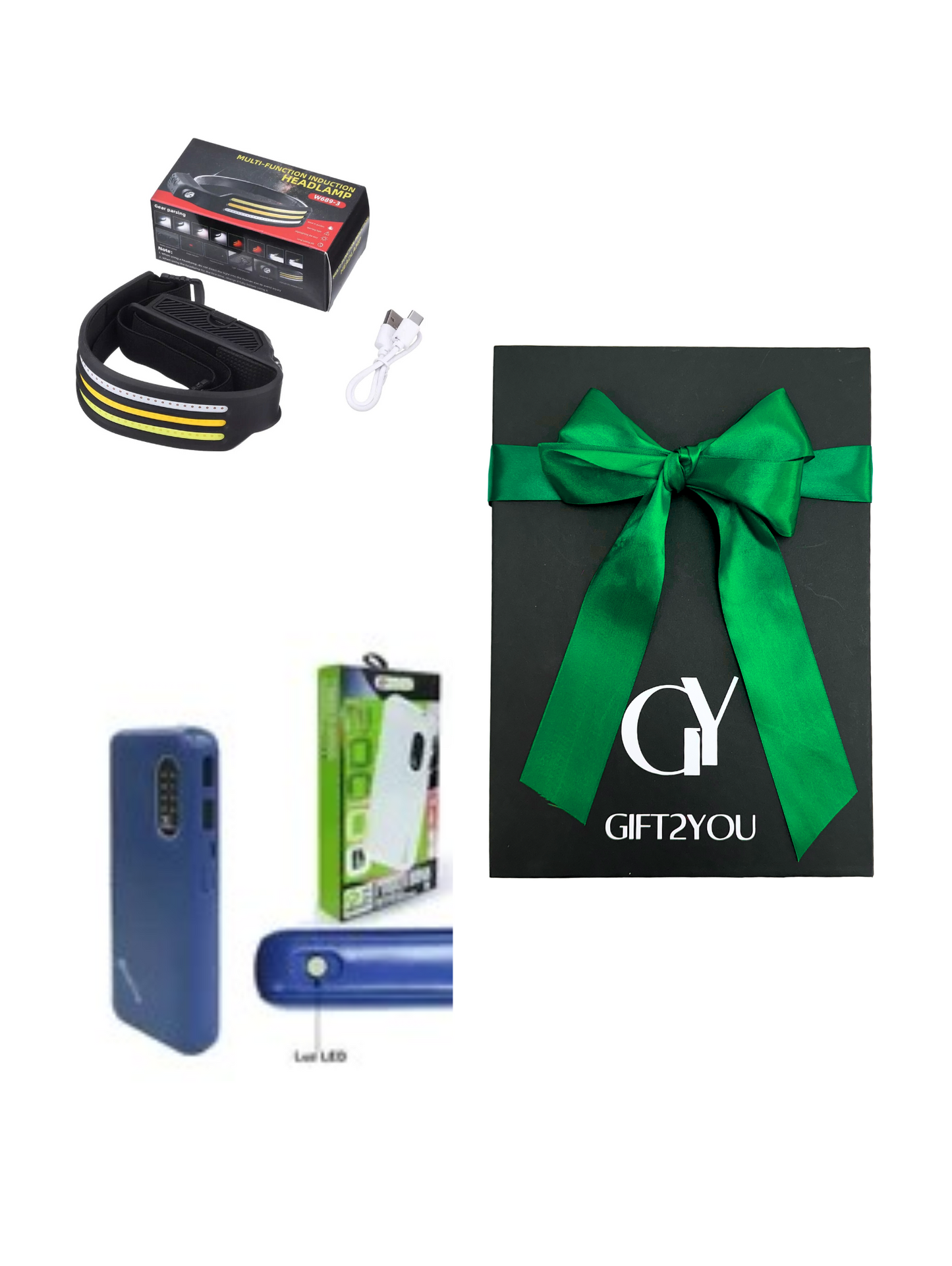 Kit Linterna Cintillo + Power Bank 20.000 mAh