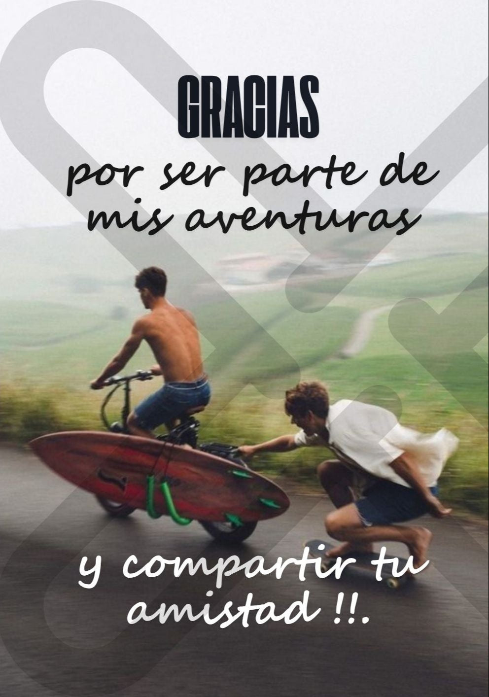 Tarjeta de Saludo Gracias Surf