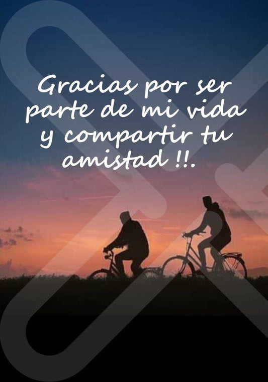 Tarjeta de Saludo Gracias Amistad Bici