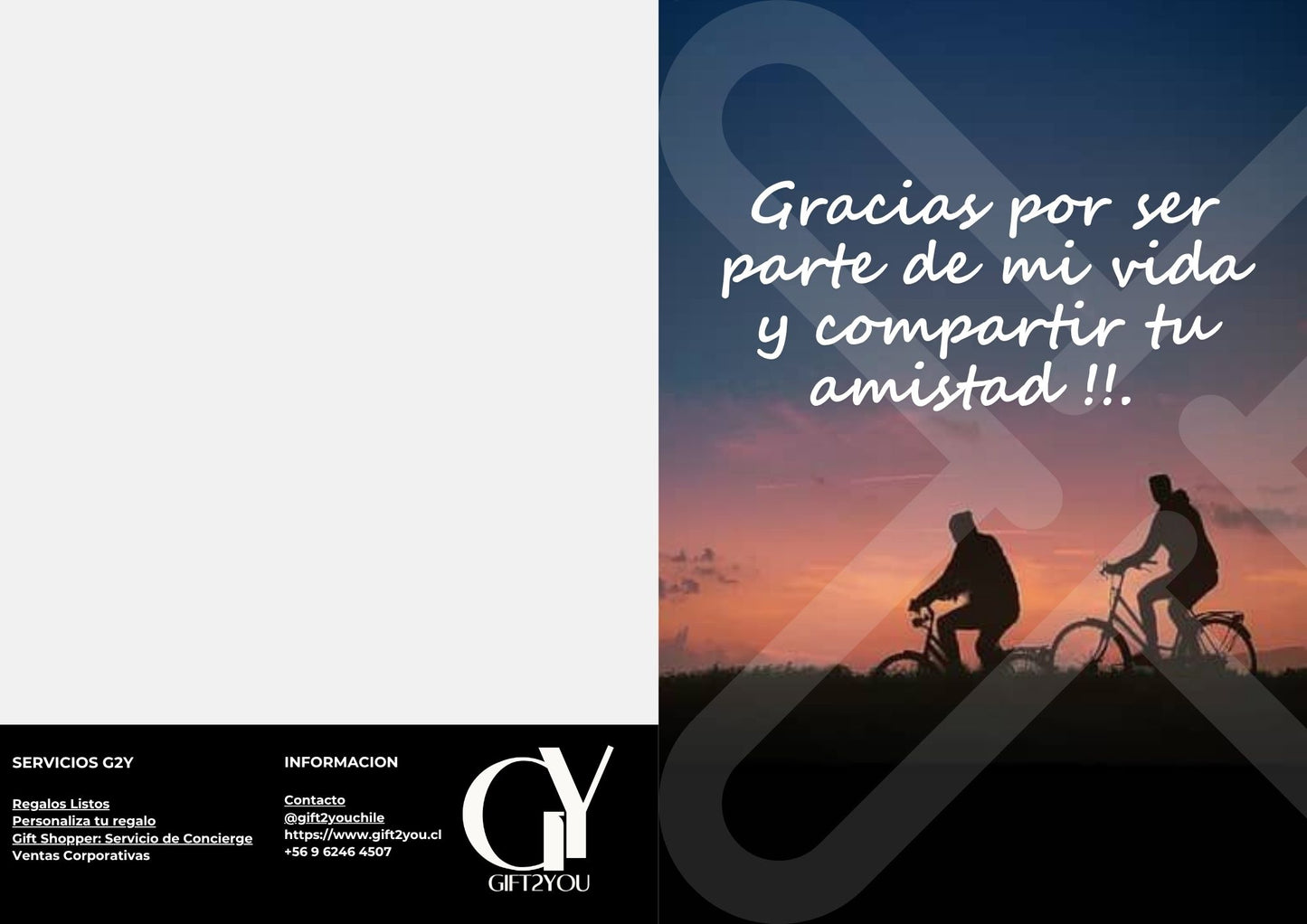 Tarjeta de Saludo Gracias Amistad Bici