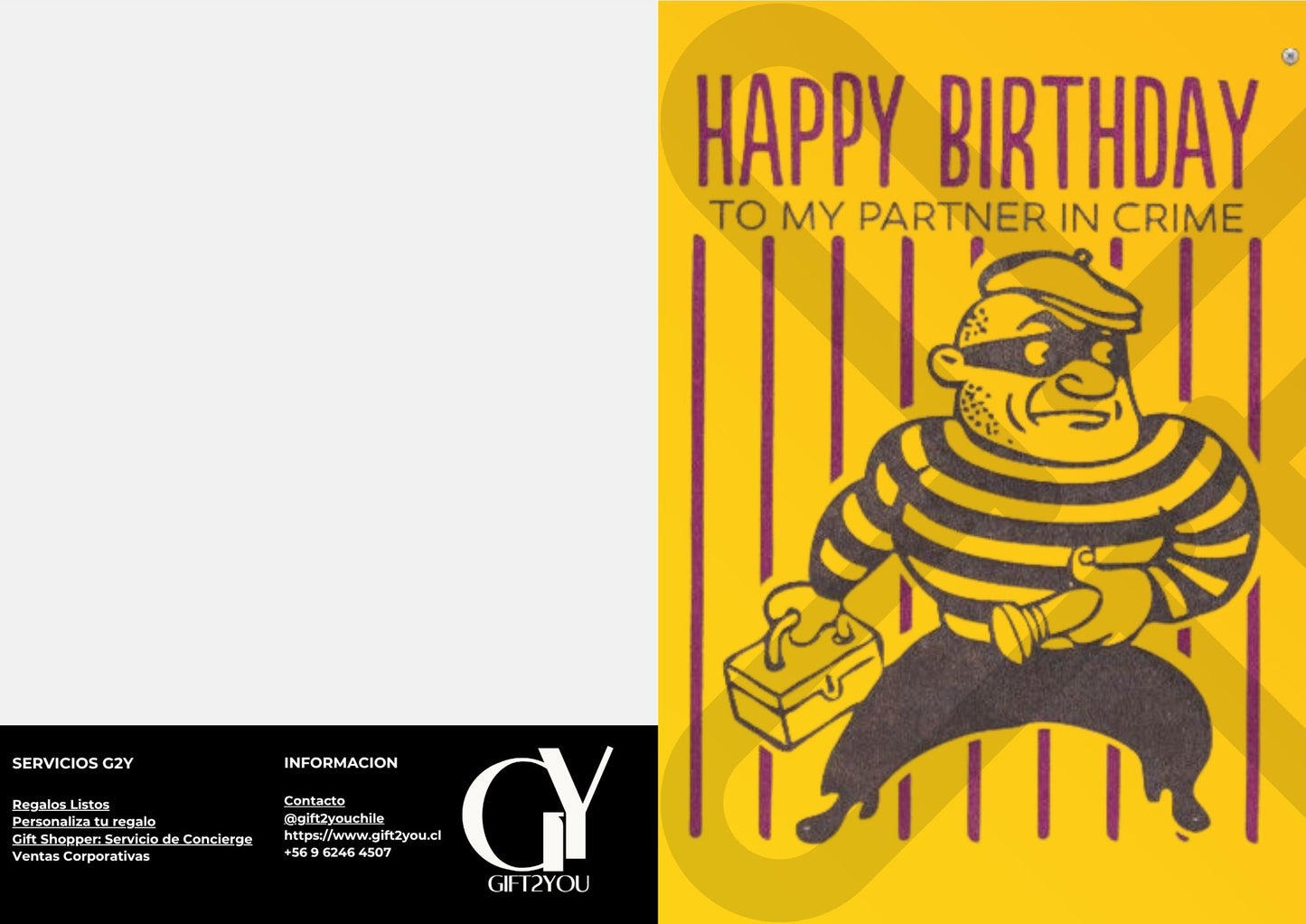 Tarjeta de Saludo Cumpleaños Partner in Crime