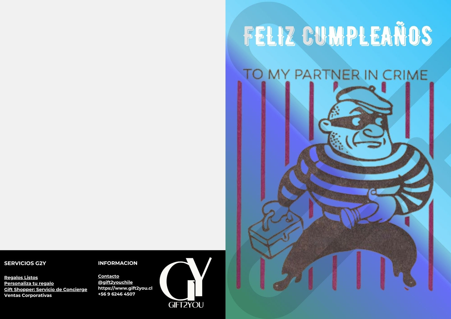 Tarjeta de Saludo Cumpleaños Partner in Crime Azul