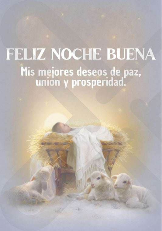 Tarjeta de Saludo Navidad Familia niño Jesús pesebre