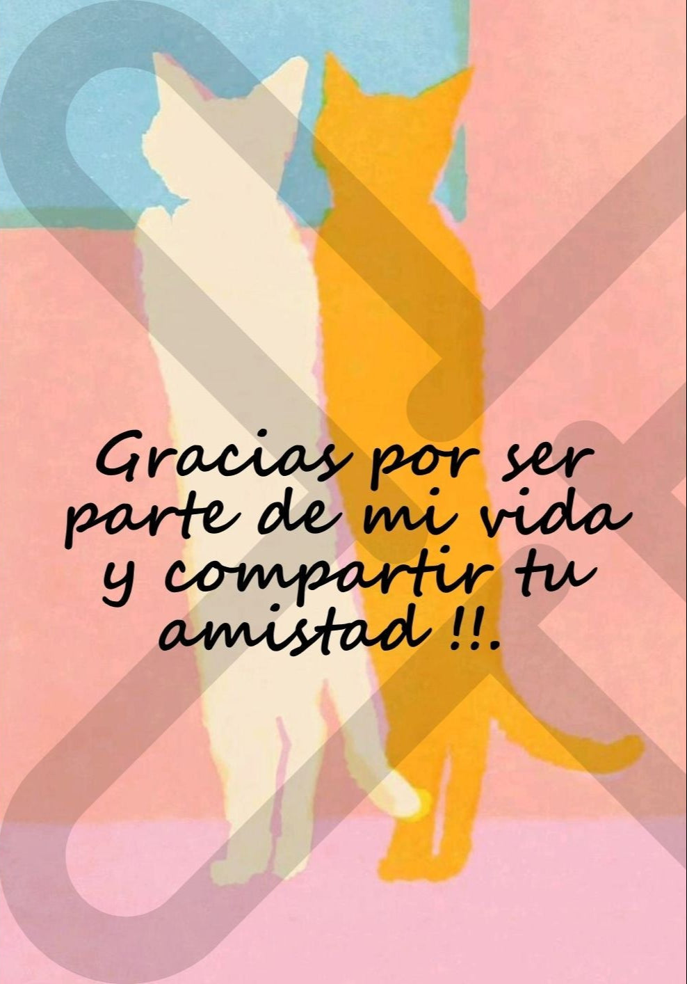 Tarjeta de Saludo Gracias Amistad Gatitos