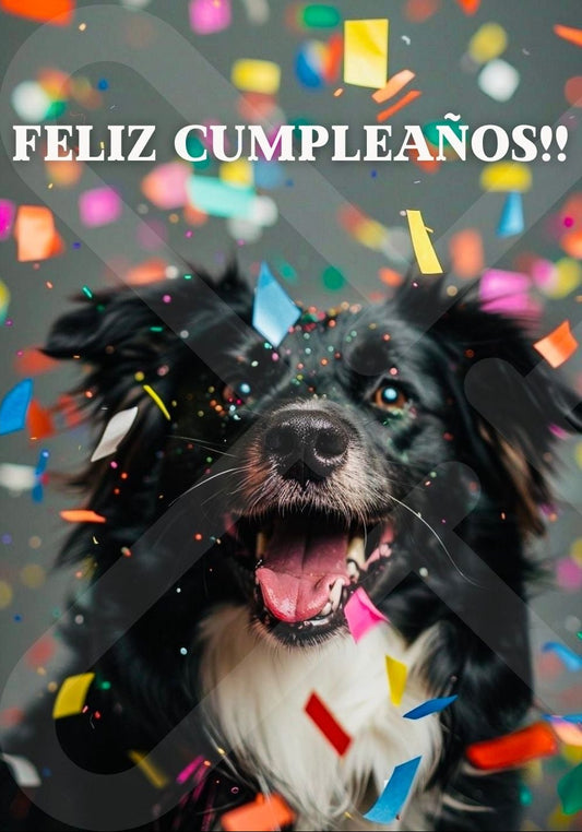 Tarjeta de Saludo Cumpleaños Perrito Festivo