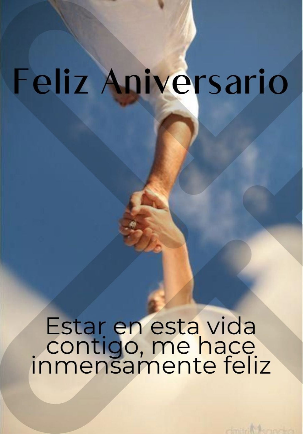 Tarjeta Aniversario manos cielo