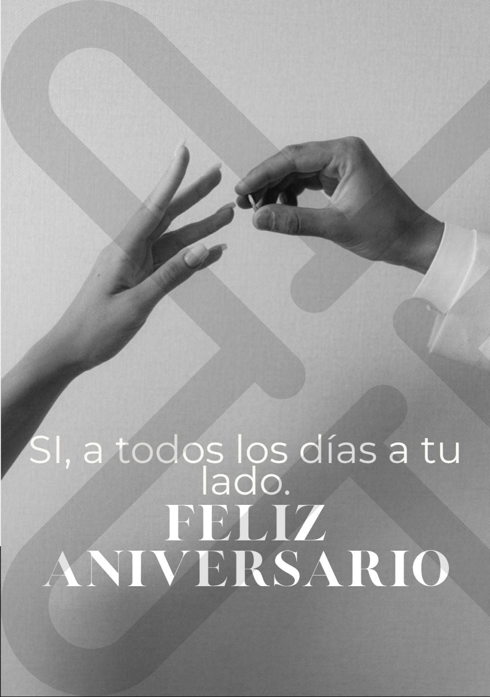 Tarjeta Aniversario manos B&W