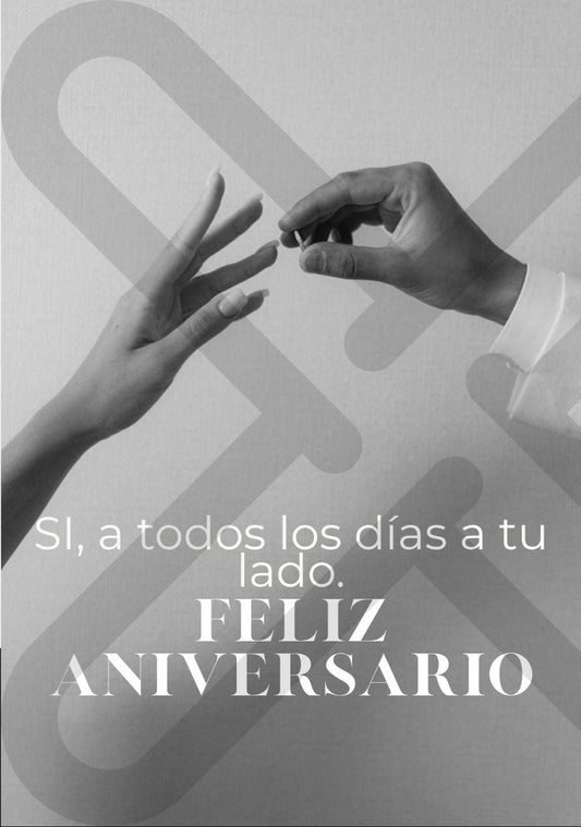 Tarjeta Aniversario manos B&W