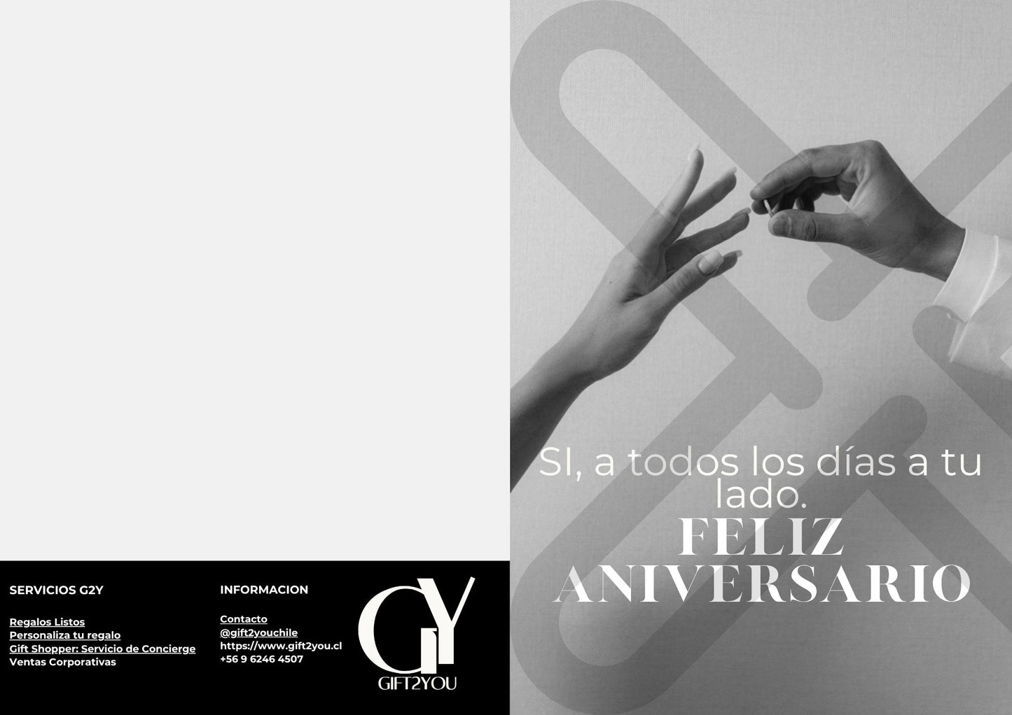 Tarjeta Aniversario manos B&W