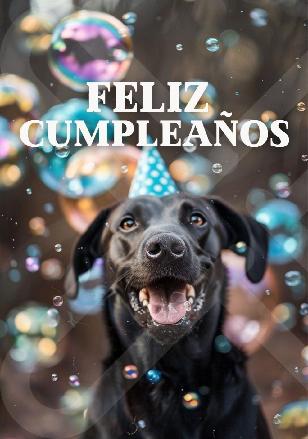 Tarjeta de Saludo Cumpleaños Perrito Burbujas