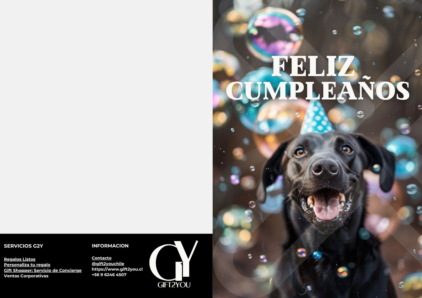 Tarjeta de Saludo Cumpleaños Perrito Burbujas
