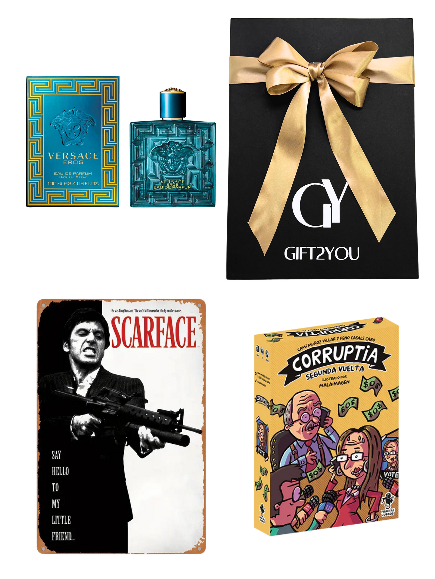 Set Juego de Mesa, Perfume y Placa Vintage