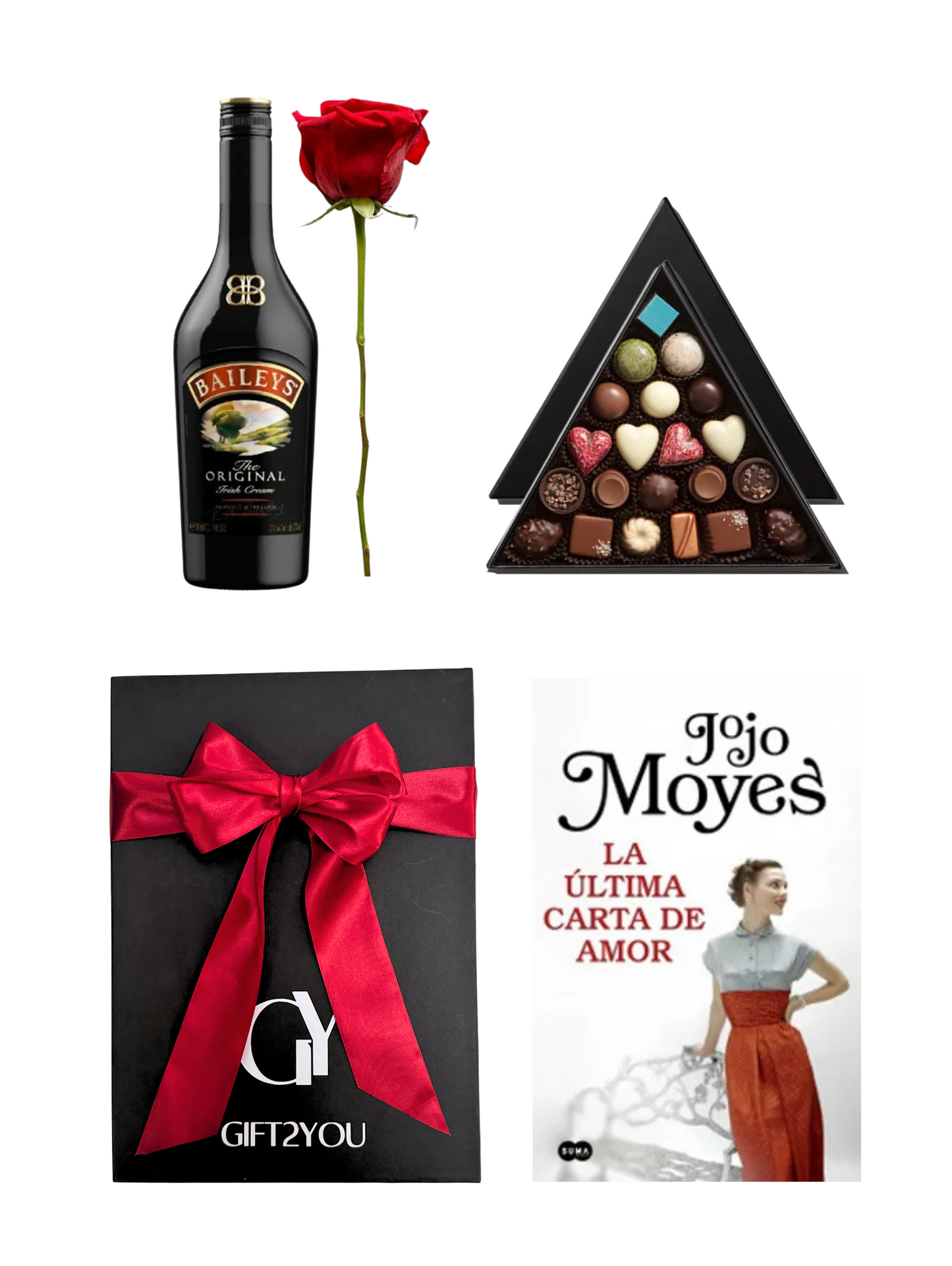 Set Libro, Baileys, Chocolates y Rosa Roja