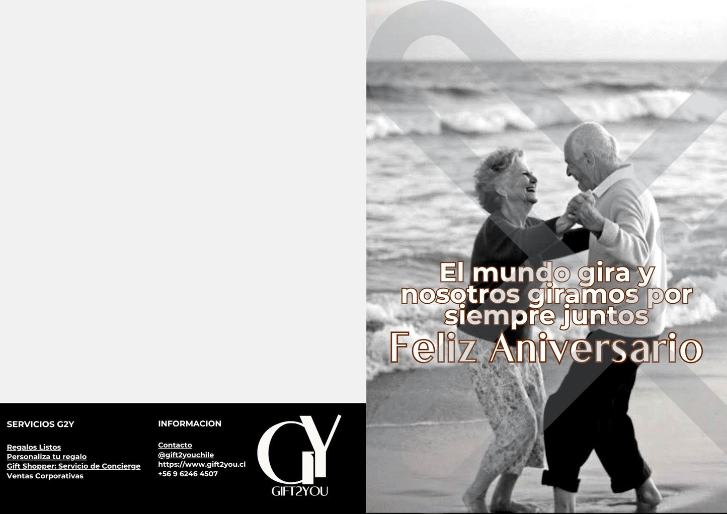 Tarjeta aniversario Bailando playa