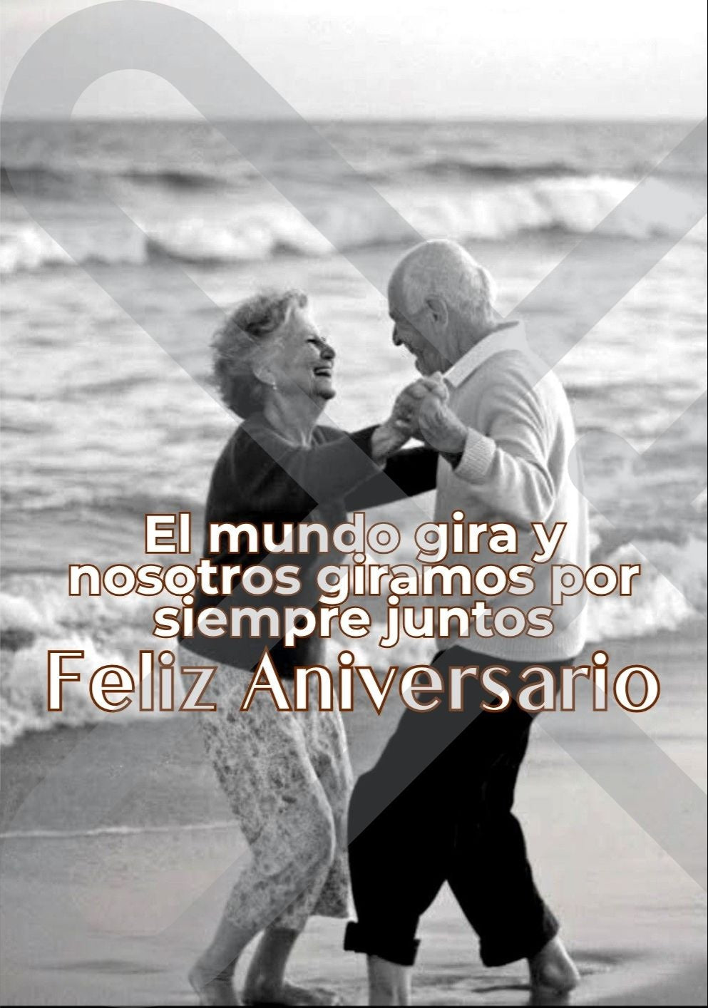 Tarjeta aniversario Bailando playa