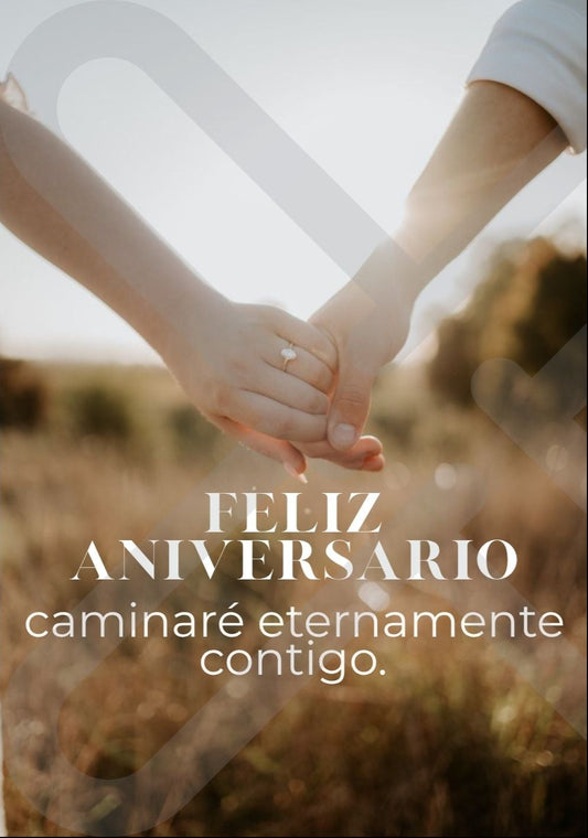 Tarjeta aniversario manos contraluz