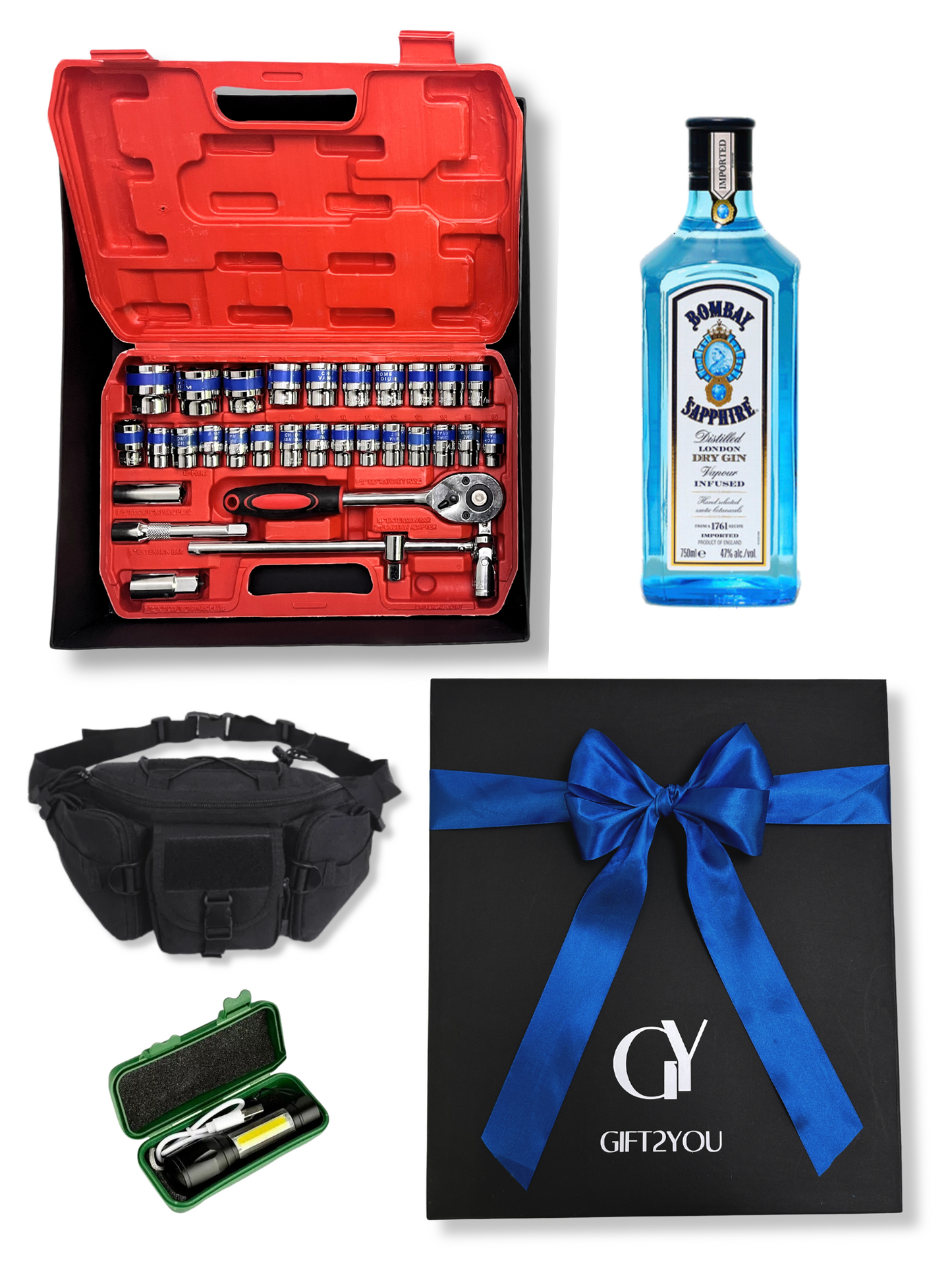 Set Herramientas, Licor, Banano y Linterna