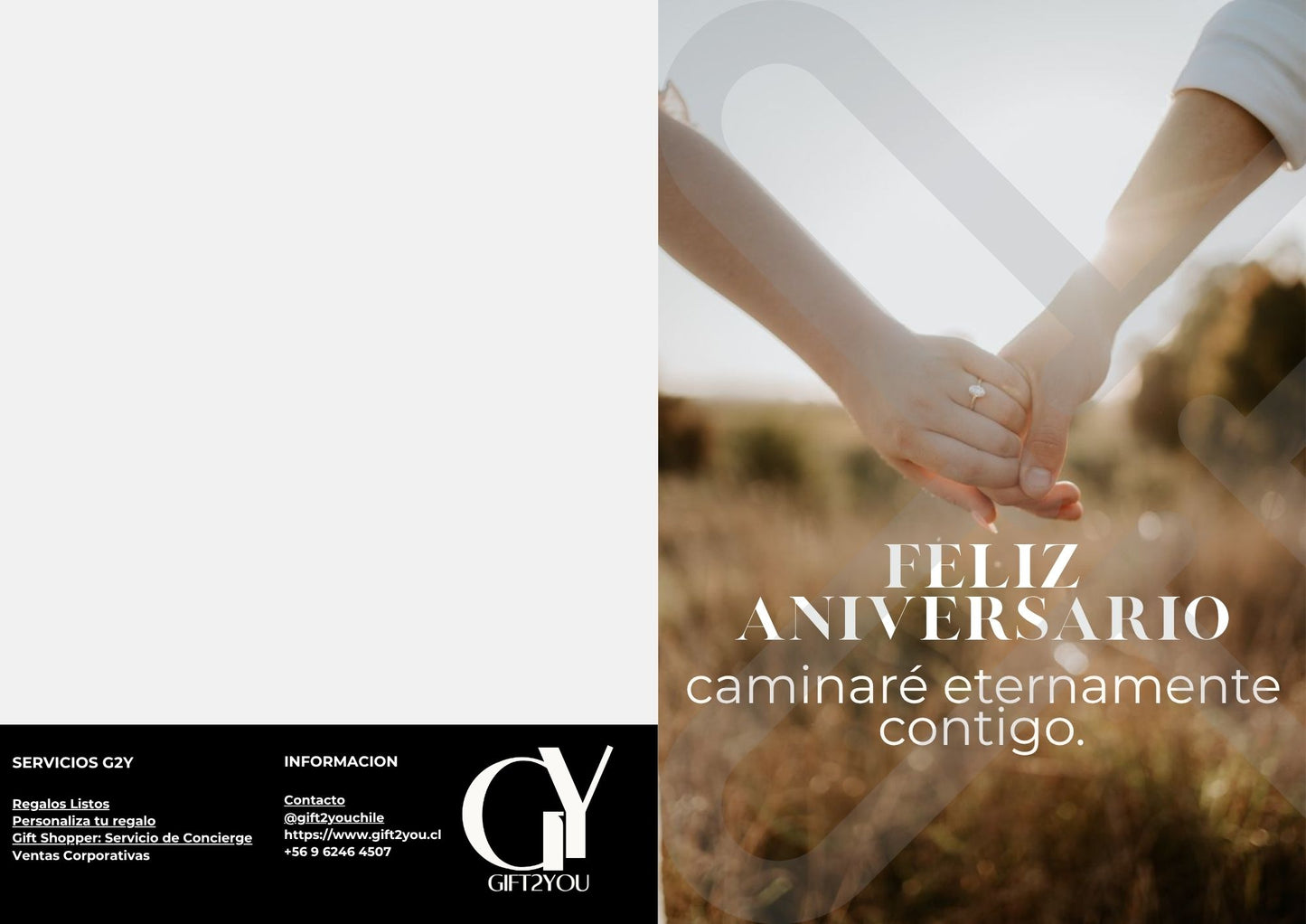 Tarjeta aniversario manos contraluz