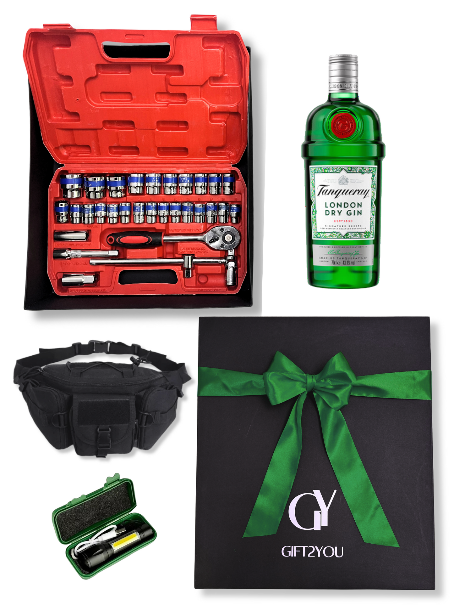 Set Herramientas, Licor, Banano y Linterna