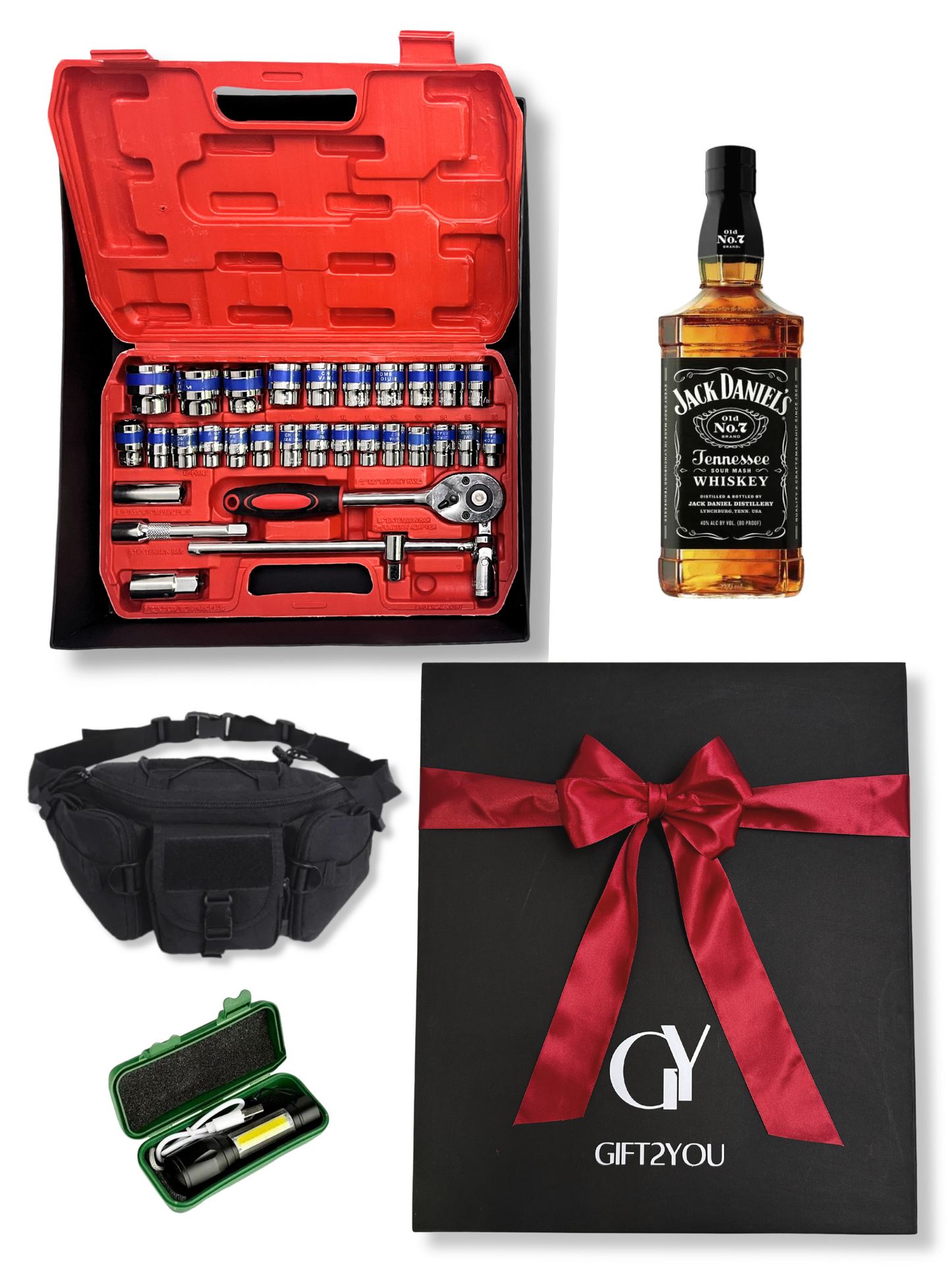 Set Herramientas, Licor, Banano y Linterna