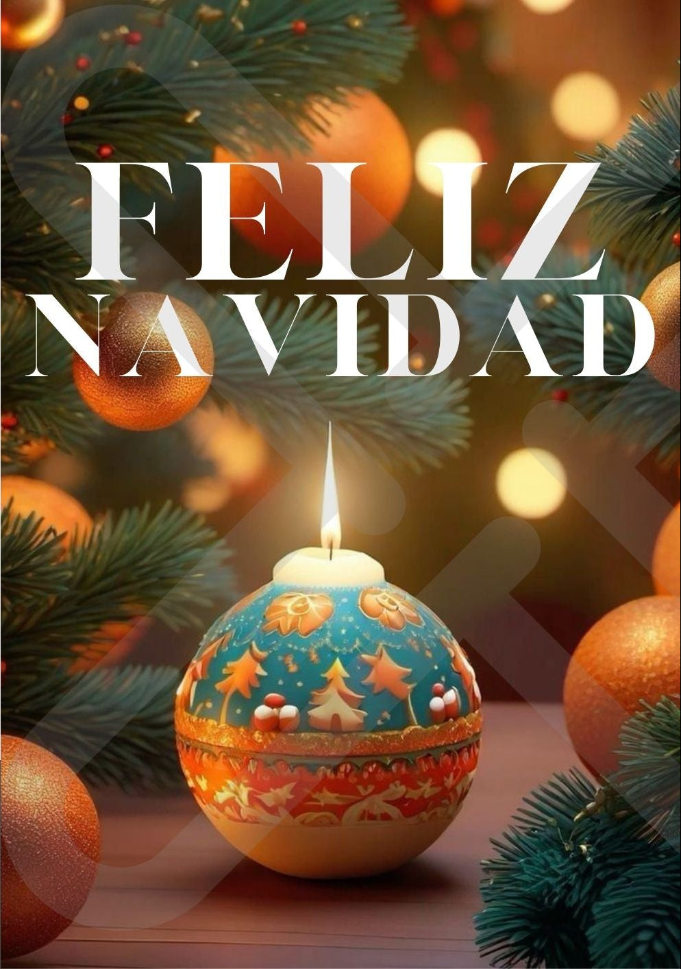 Tarjeta de Saludo Navidad vela luz
