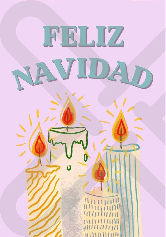 Tarjeta de Saludo Navidad velas color