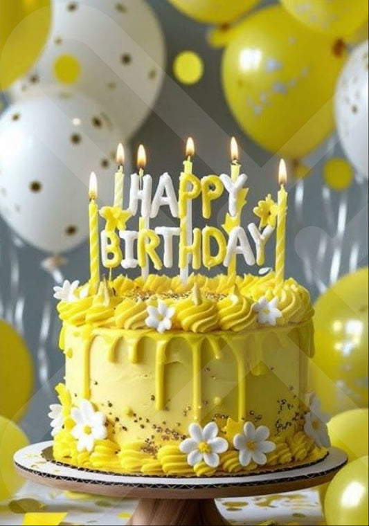 Tarjeta de Saludo Cumpleaños Amarillo Brillante