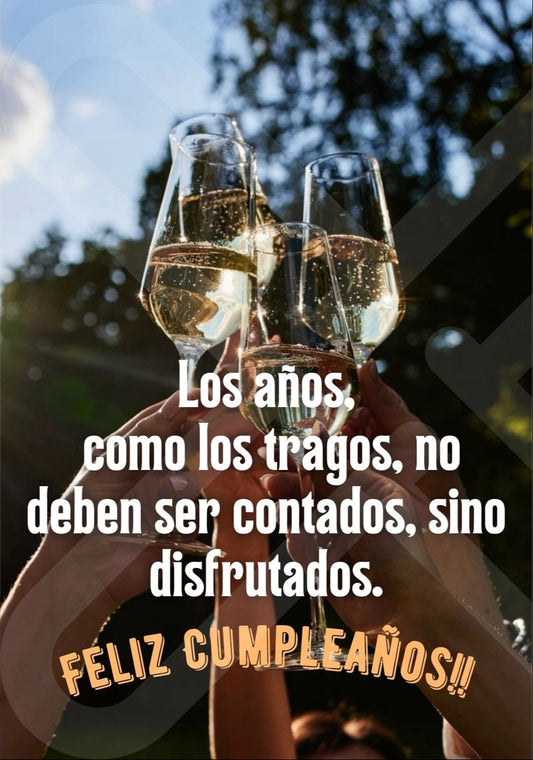 Tarjeta de Saludo Cumpleaños Brindis con Estilo