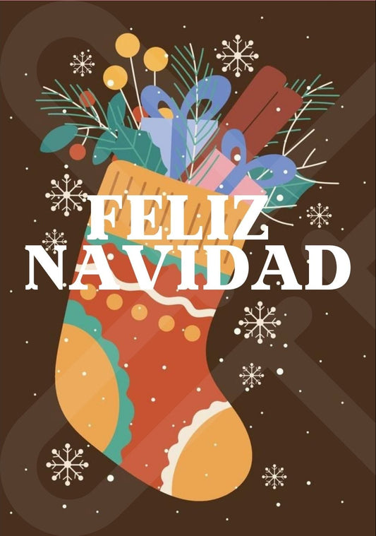 Tarjeta de Saludo Navidad bota flores