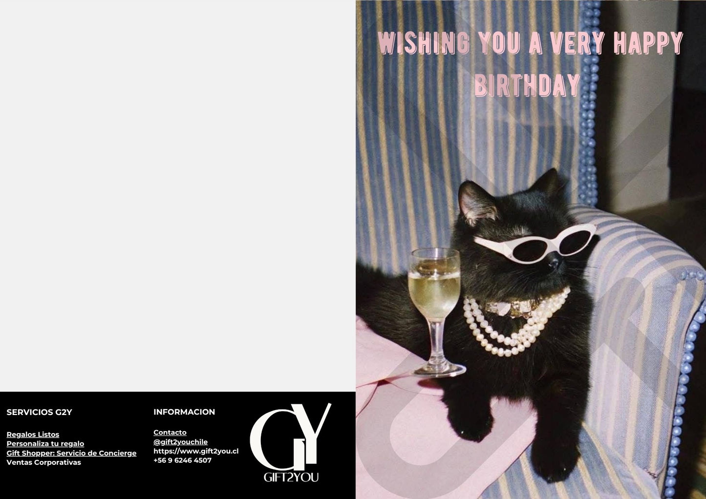 Tarjeta de Saludo Cumpleaños Gato Glam