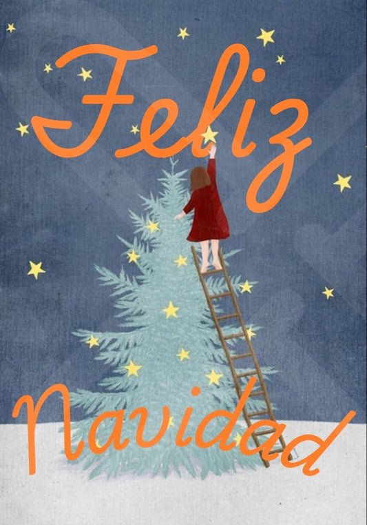 Tarjeta de Saludo Navidad niña estrella
