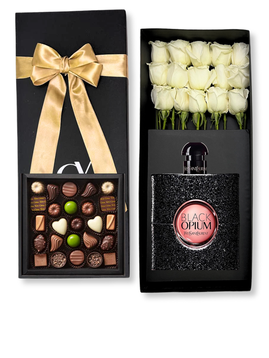 Black Opium 15 Rosas y Caja 25 Bombones