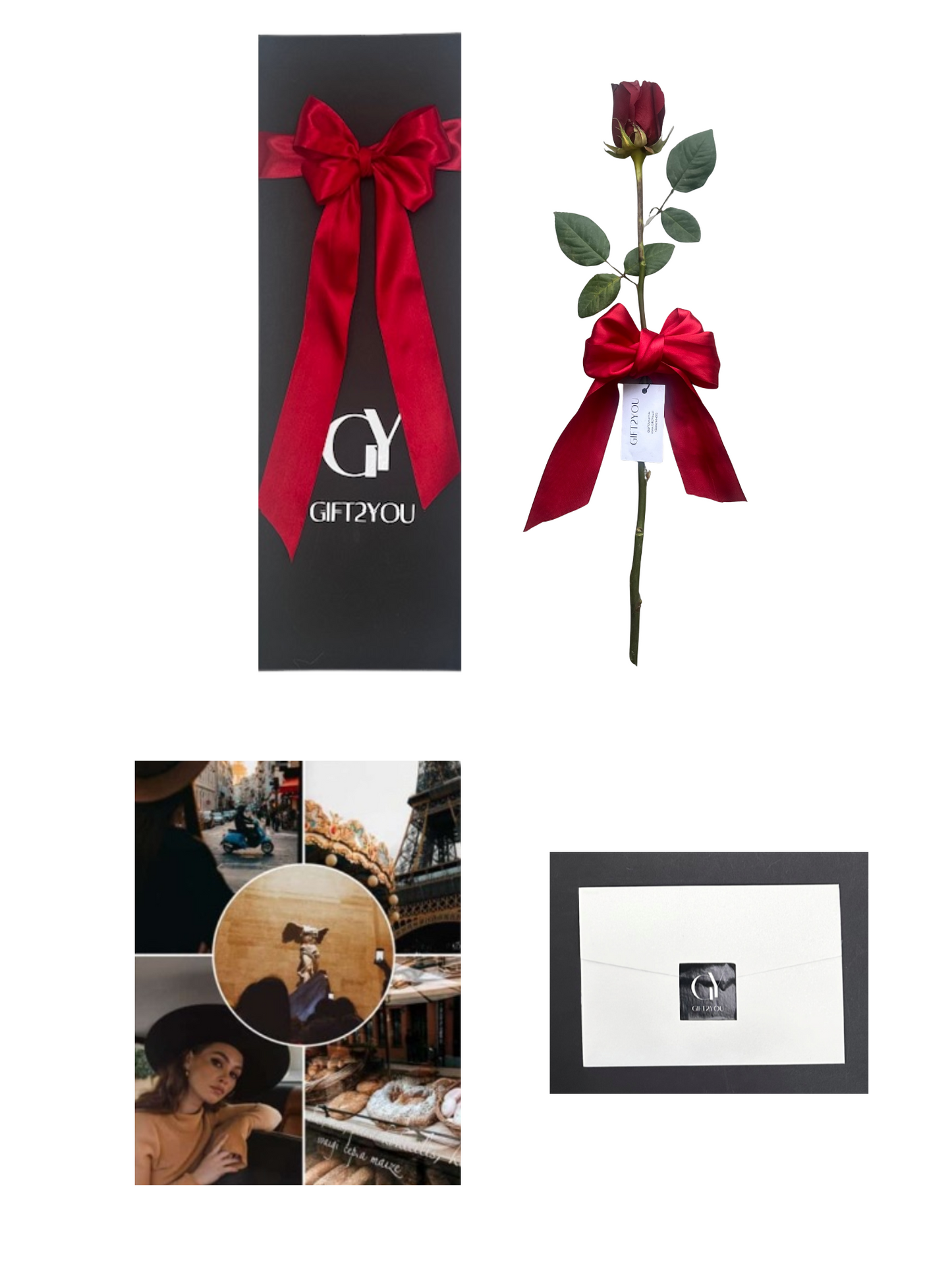 Tarjeta Collage & Rosa: Sobrio y emotivo saludo