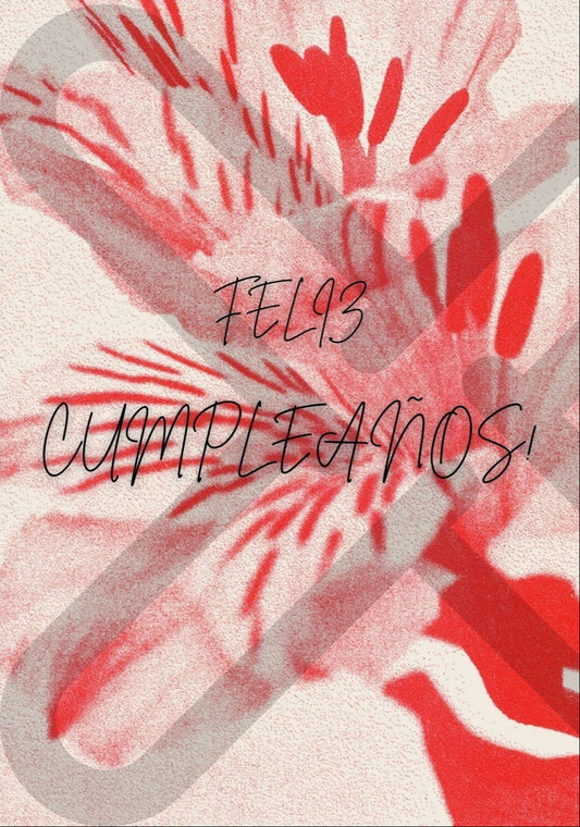 Tarjeta de Saludo Cumpleaños Floral Rojo