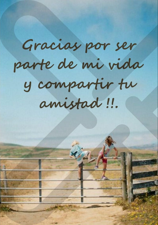 Tarjeta de Saludo Gracias Amistad y Vida