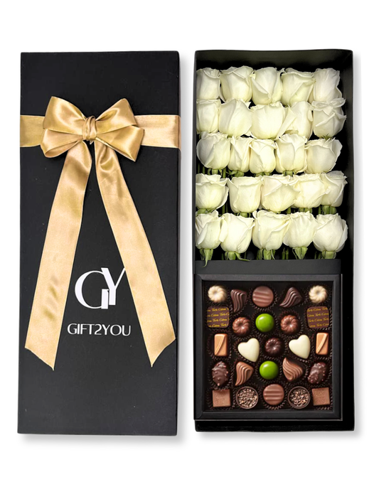 Box 25 Rosas y Caja de 25 Bombones