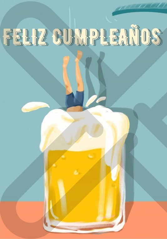 Tarjeta de Saludo Cumpleaños Cerveza