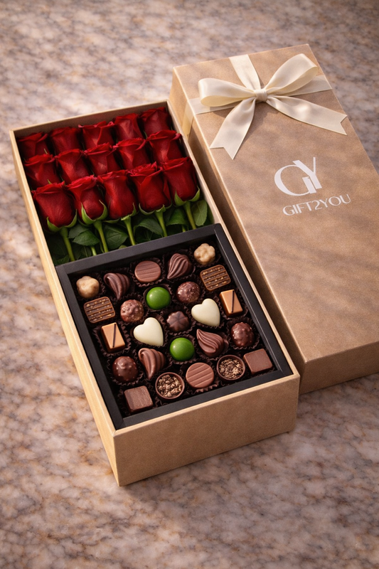 Box 20 Rosas Rojas 25 Mix de 25 Bombones