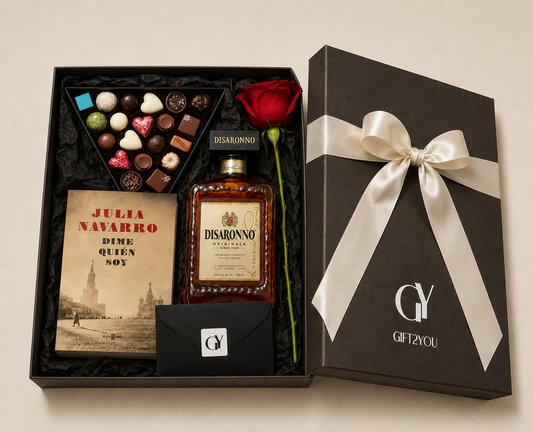 Set Libro, Amaretto, Chocolates y Rosa Roja