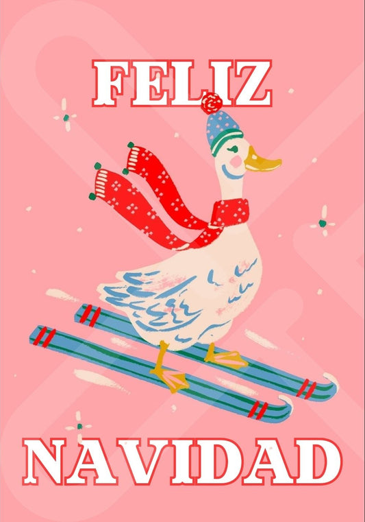 Tarjeta de Saludo Navidad ski