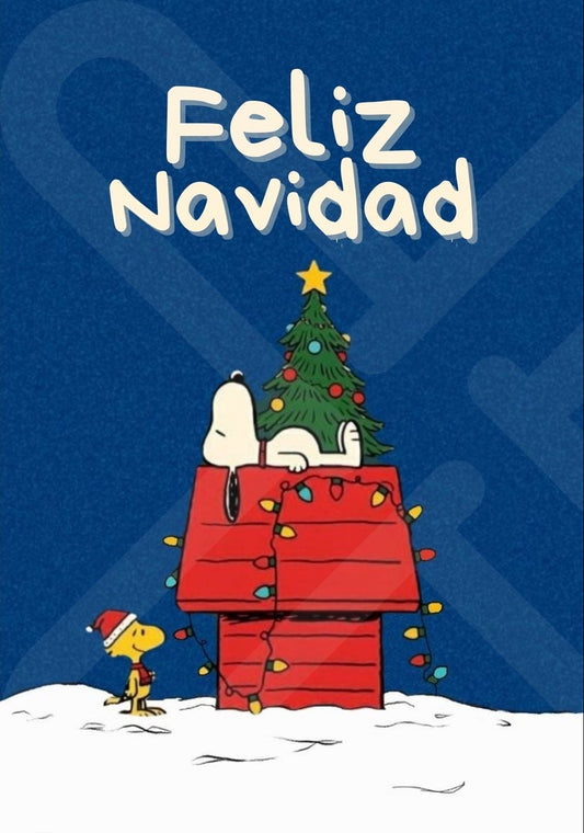 Tarjeta de Saludo Navidad Snoopy retro