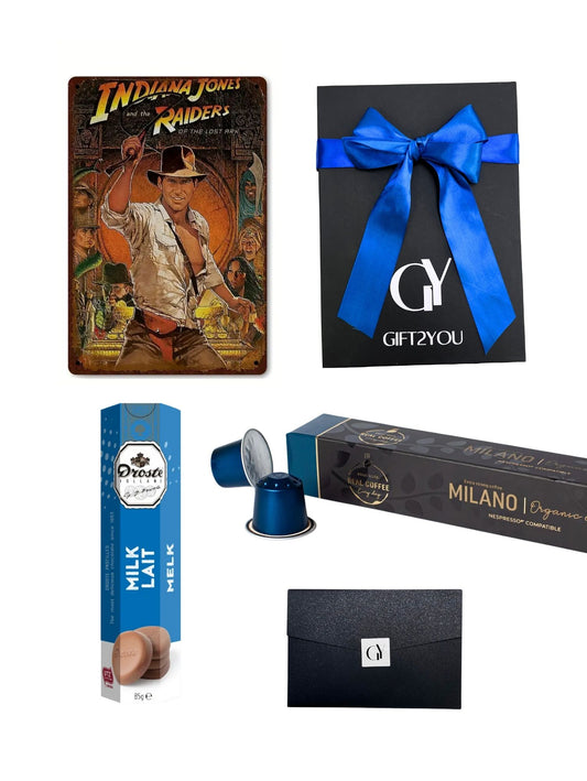 Gift Box Indiana Jones – Café Fuerte y Chocolates de Leche
