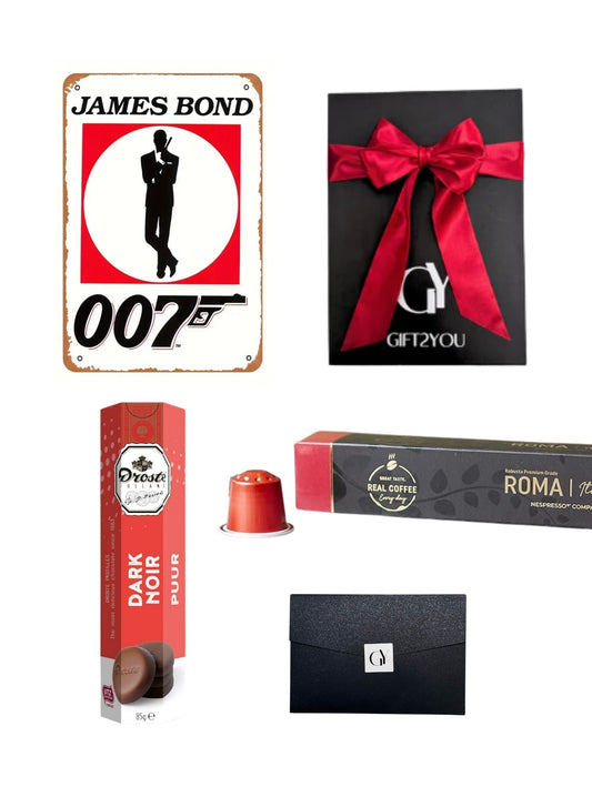 Gift Box 007 James Bond – Café Intenso y Chocolates Negros
