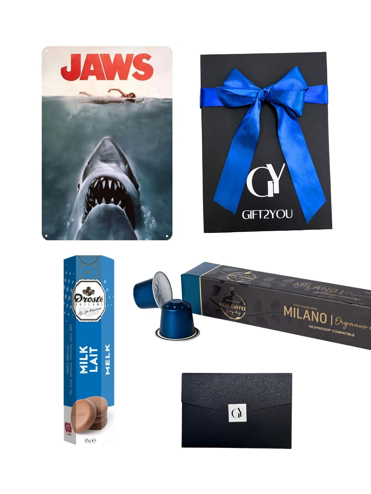 Gift Box Tiburón – Café Fuerte y Chocolates de Leche