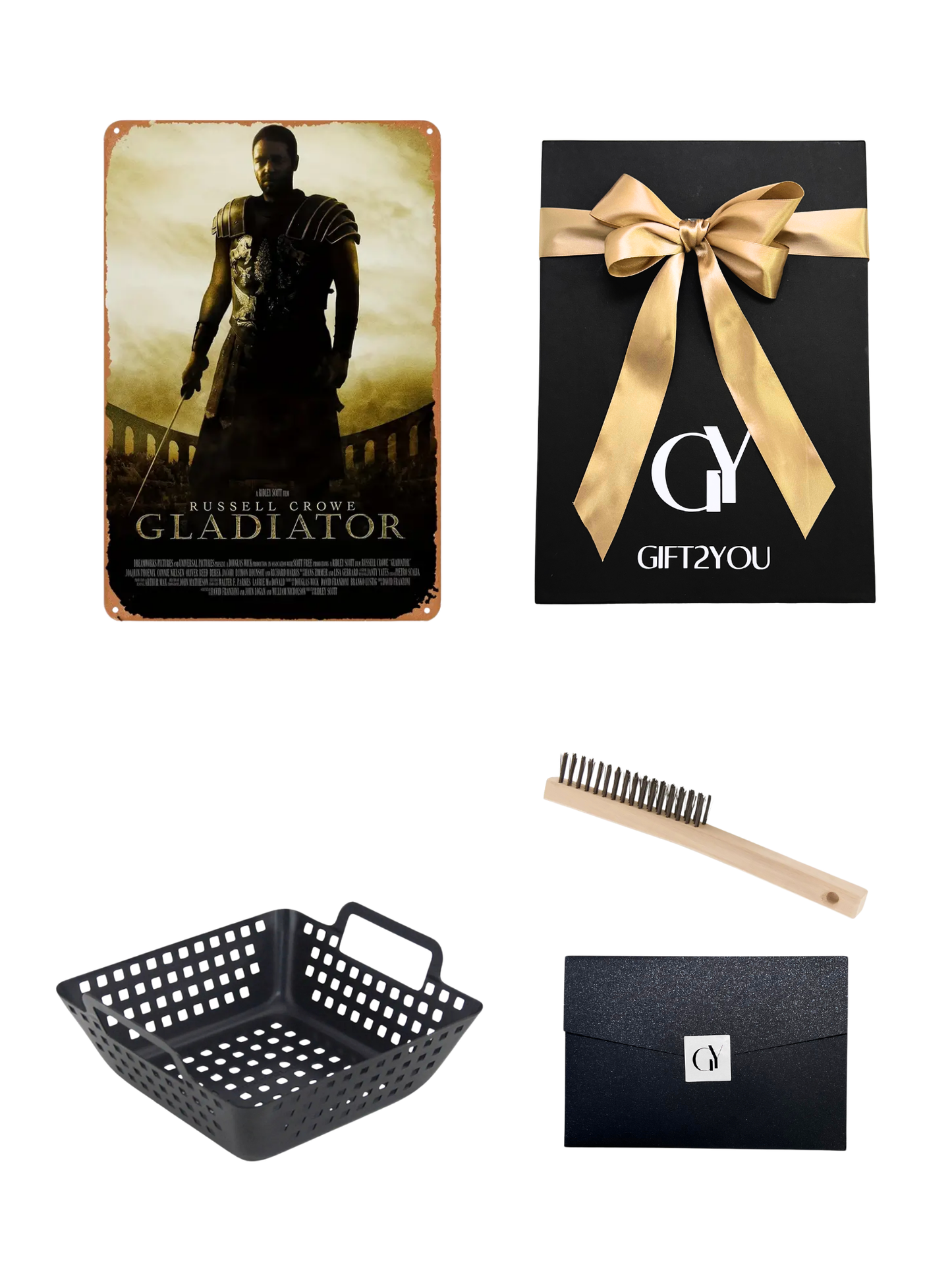 Gift Box Gladiator – Set Parrillero Canasta acero + Cepillo acero